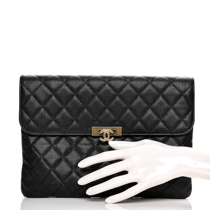 Chanel Caviar Quilted Medium Golden Class Pouch Black 2 of 8