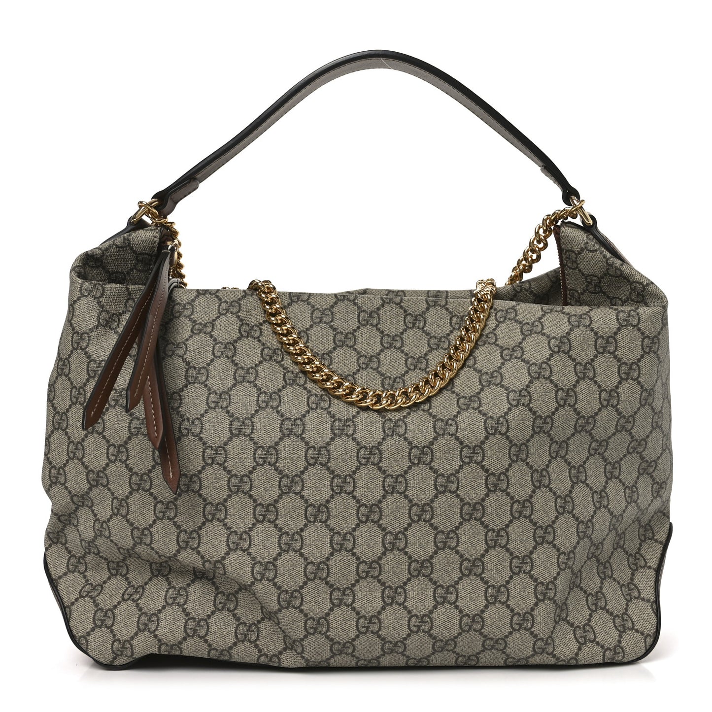 GG Supreme Monogram Large Linea A Hobo Light Brown