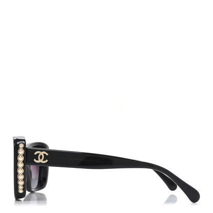 Chanel Acetate Pearl Cat Eye CC Sunglasses 5481-H  Black 3 of 7
