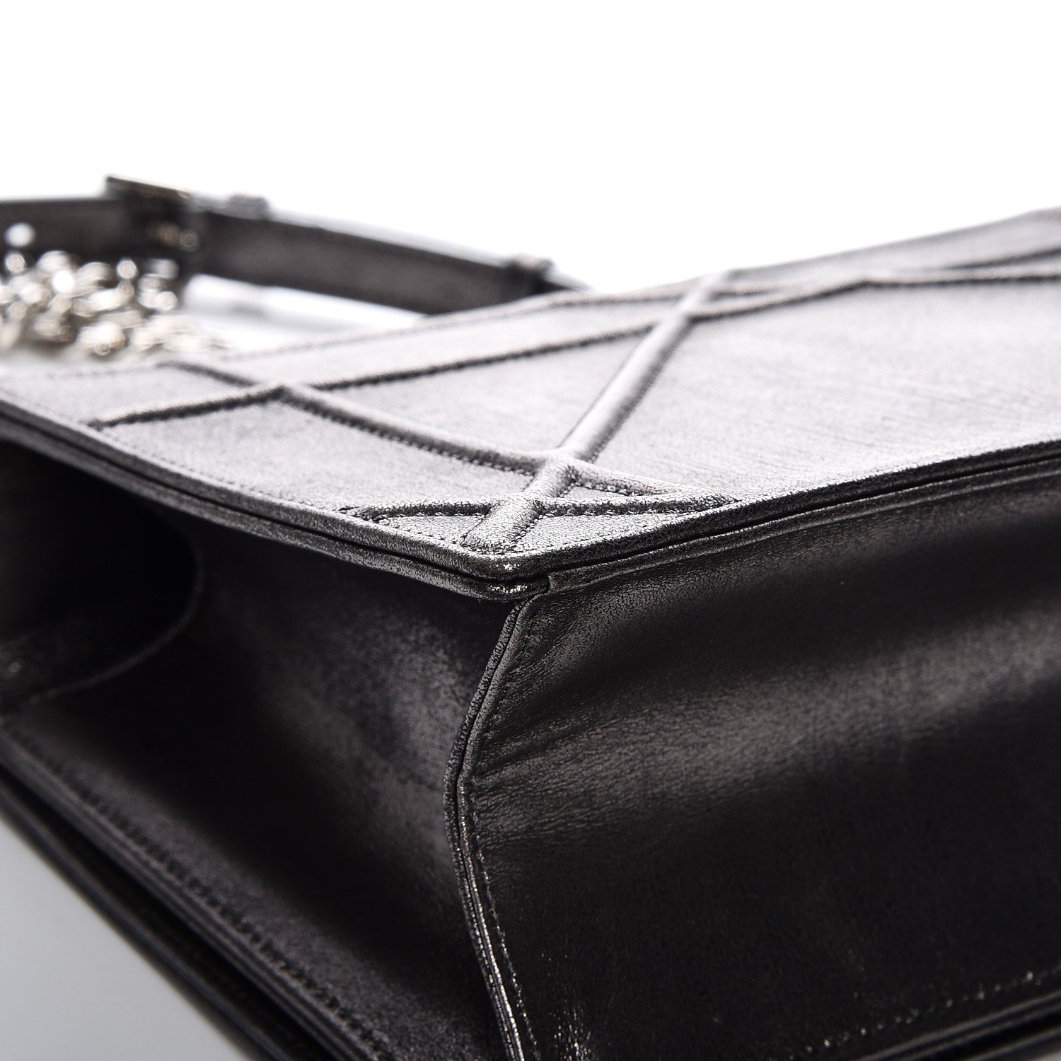 Christian Dior Metallic Brushed Calfskin Medium Diorama Flap Bag Titanium 10 of 10