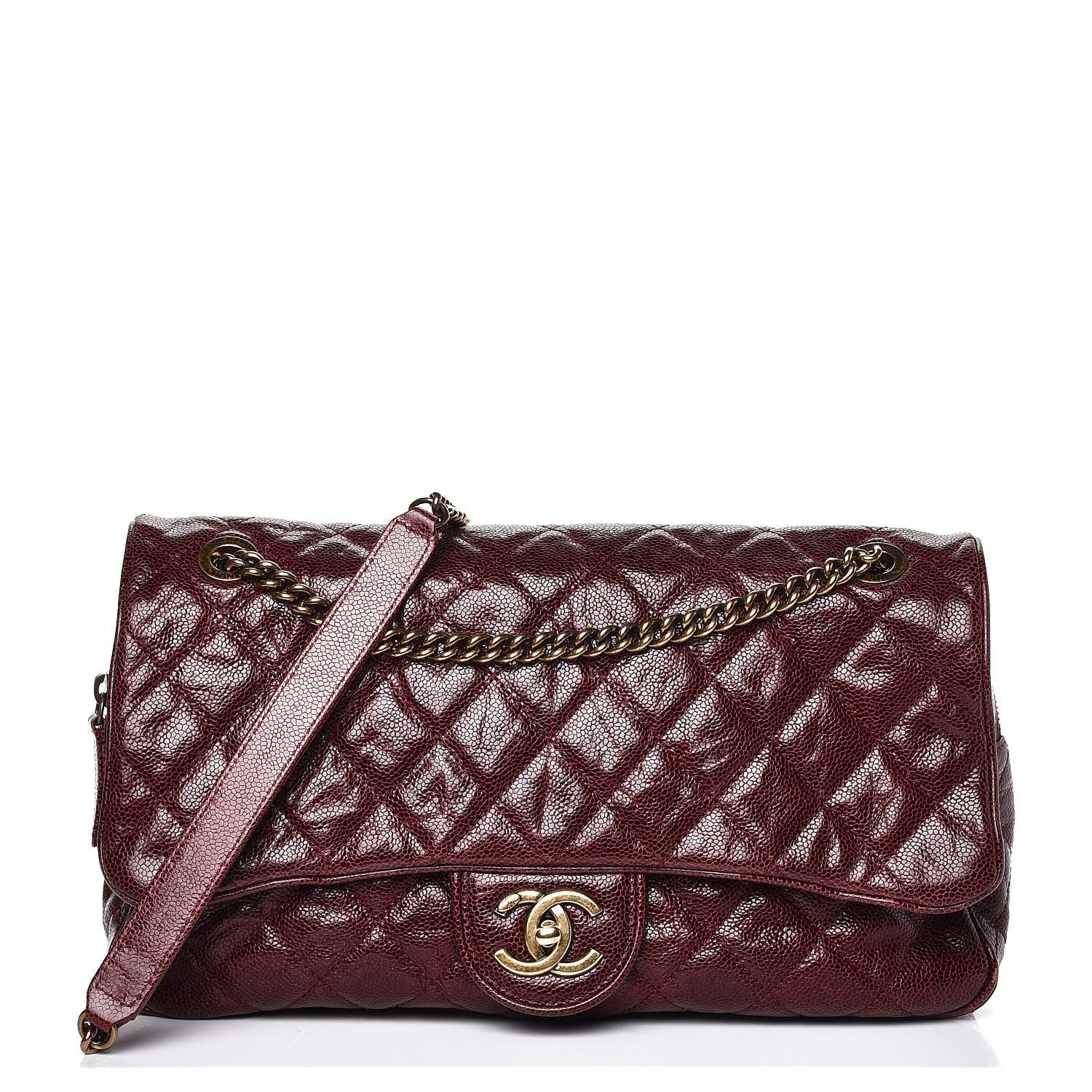 Chanel Crumpled Grained Calfskin Quilted Large Shiva Flap Bordeaux 1 of 9