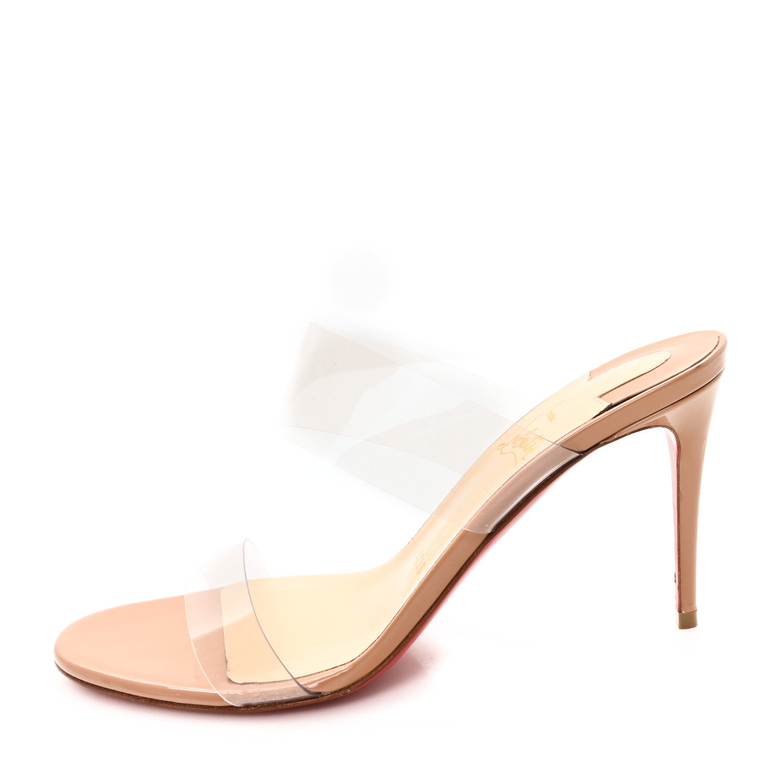 Christian Louboutin Patent PVC Just Nothing 85 Slide Sandals 37 Nude 2 of 27