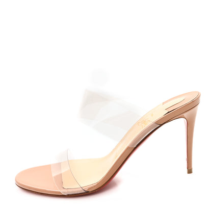 Christian Louboutin Patent PVC Just Nothing 85 Slide Sandals 37 Nude 2 of 27