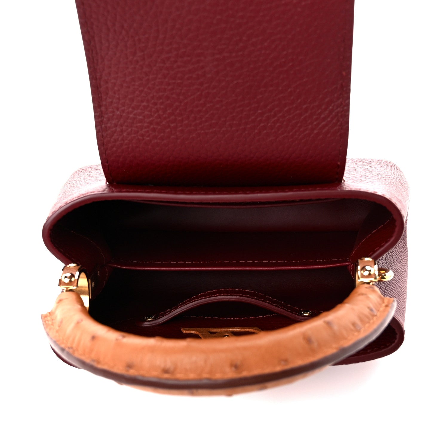 Louis Vuitton Taurillon Ostrich Mini Capucines Griotte Red Honey 5 of 9