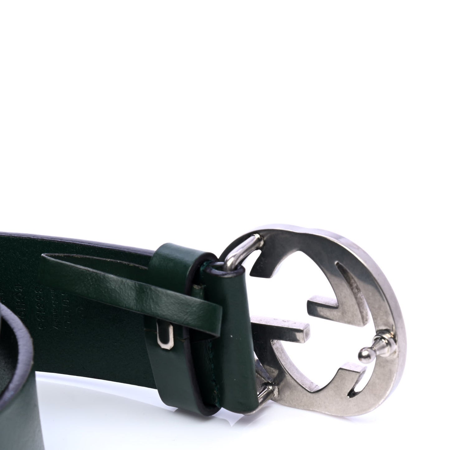 Selleria Calfskin Nickel Interlocking G 37mm Belt 85 34 Green