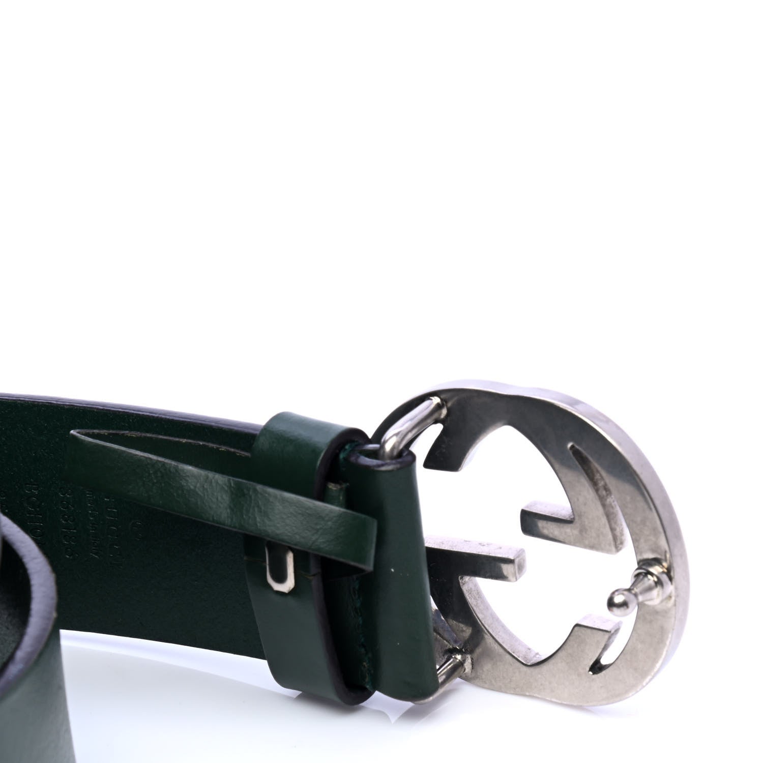 Gucci Selleria Calfskin Nickel Interlocking G 37mm Belt 85 34 Green 4 of 5