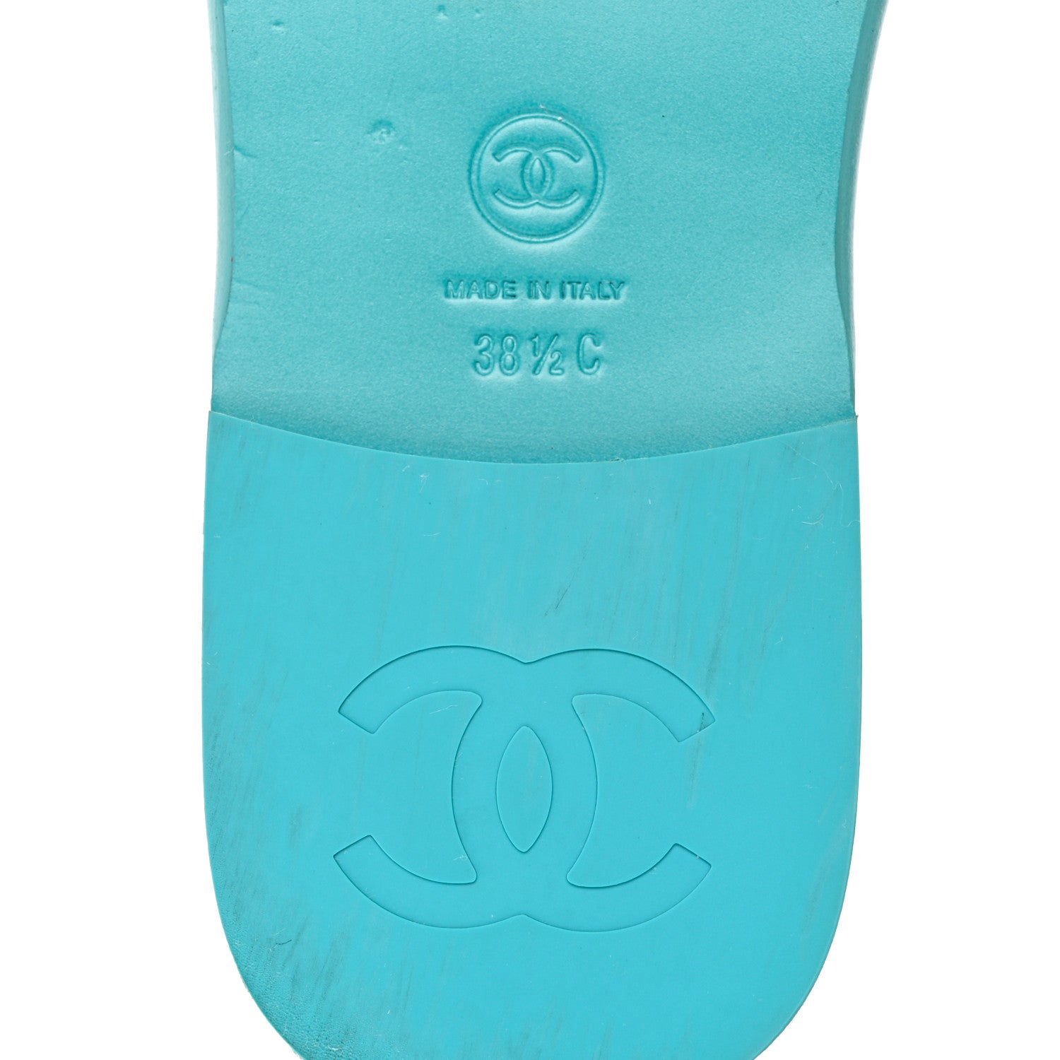 Chanel Patent Calfskin CC Slip On Mules 38.5 Turquoise 7 of 8