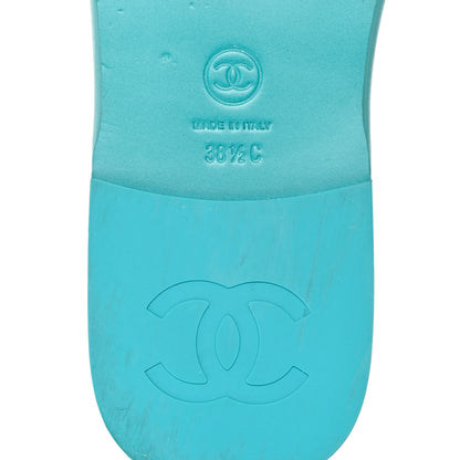 Chanel Patent Calfskin CC Slip On Mules 38.5 Turquoise 7 of 8