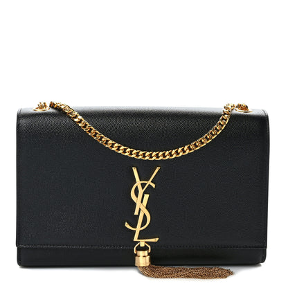 Saint Laurent Grain De Poudre Medium Classic Monogram Kate Tassel Satchel Black 1 of 9