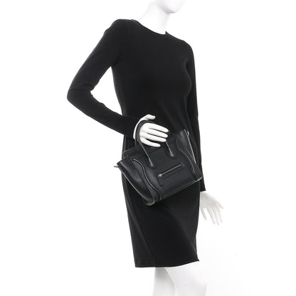 Celine Drummed Calfskin Nano Luggage Black 3 of 10