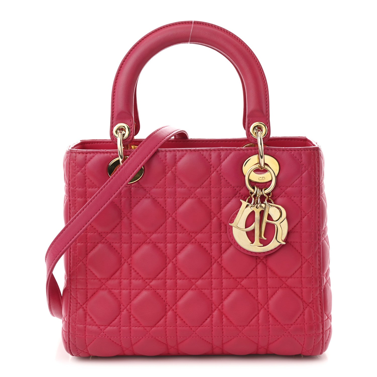 Christian Dior Lambskin Cannage Medium Lady Dior Fuchsia 1 of 11