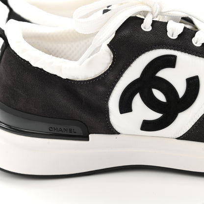 Chanel Nylon Suede Calfskin CC Sneakers 41 White Dark Grey 9 of 9