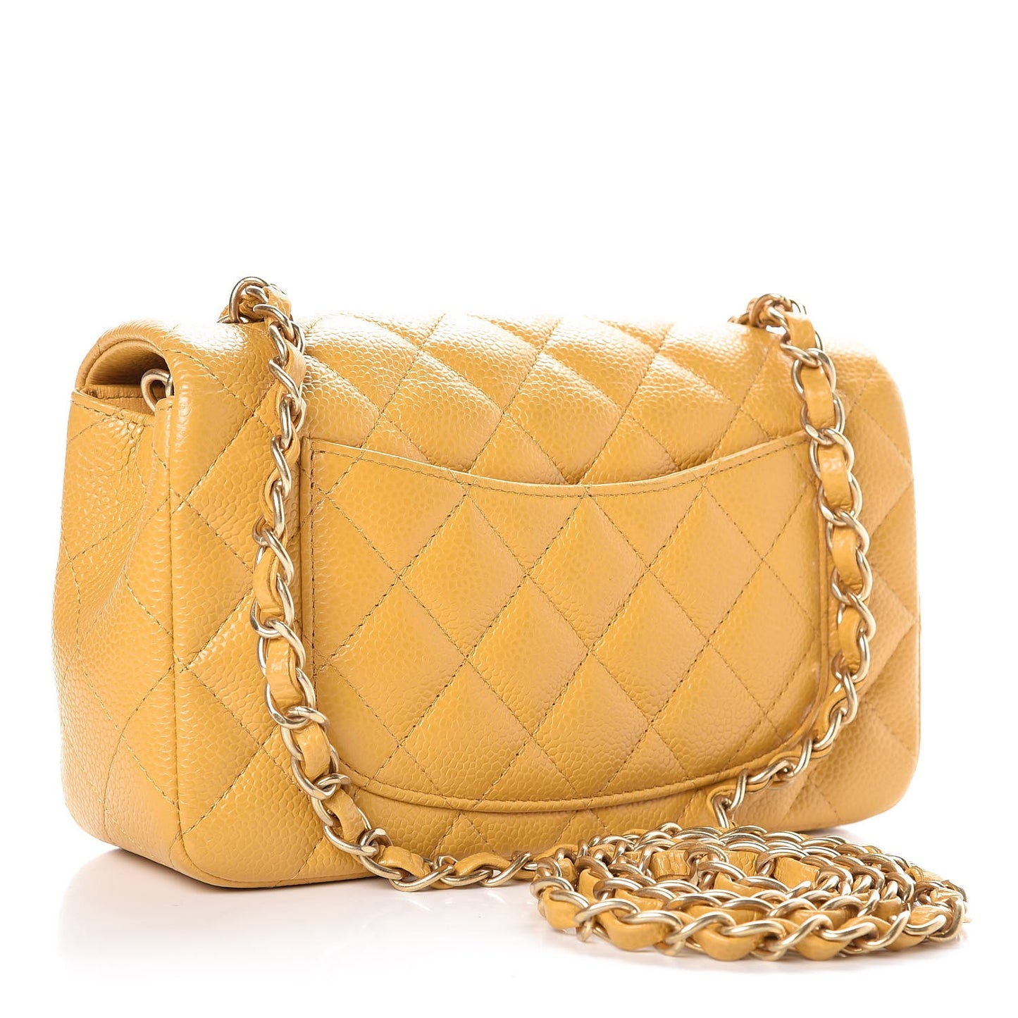 Caviar Quilted Mini Rectangular Flap Yellow