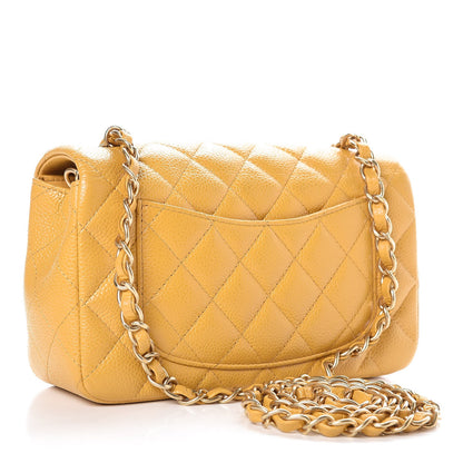 Chanel Caviar Quilted Mini Rectangular Flap Yellow 3 of 8