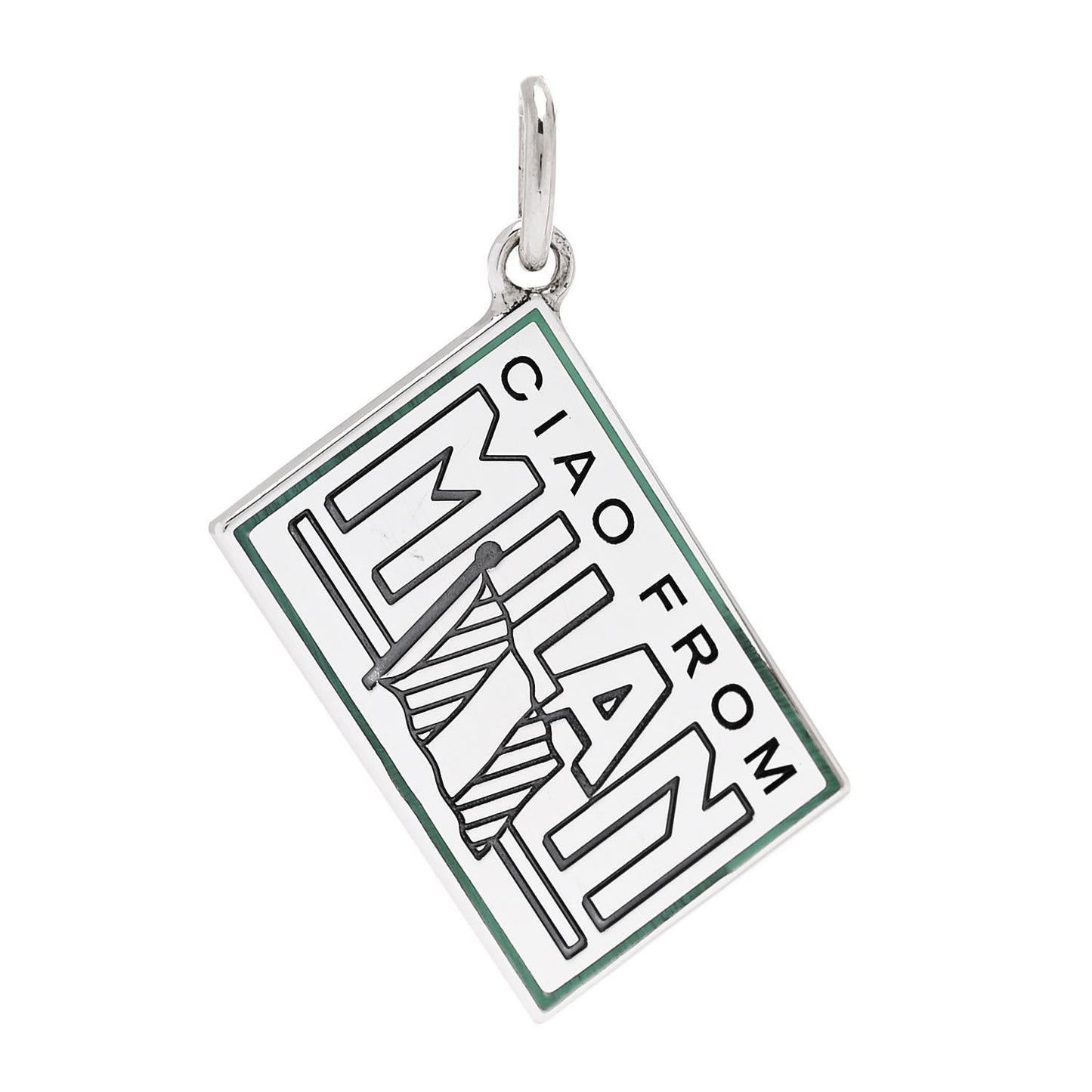 Sterling Silver Enamel Milan Postcard Charm Blue