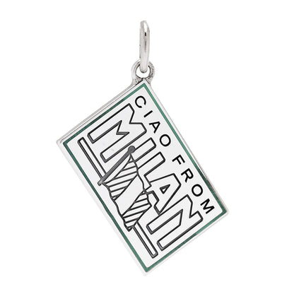 Tiffany Sterling Silver Enamel Milan Postcard Charm Blue 1 of 5
