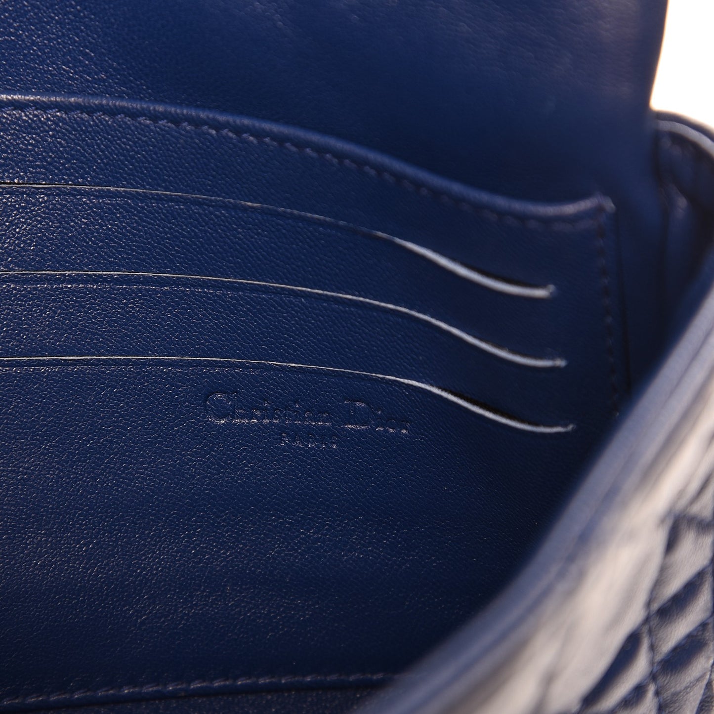 Lambskin Cannage New Lock Pouch Blue