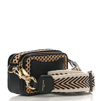 Marc Jacobs Calfskin Straw Small Snapshot Camera Bag Black 3 of 9