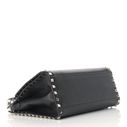 Valentino Garavani Grained Calfskin Rockstud Flip Lock Tote Black 3 of 9
