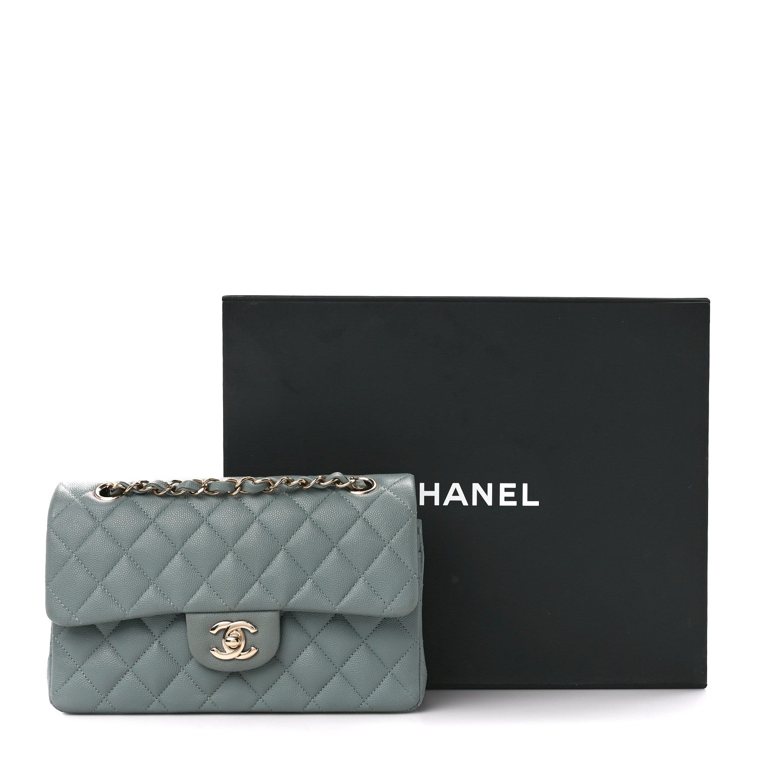 Chanel Caviar Quilted Small Double Flap Grey 12 of 12