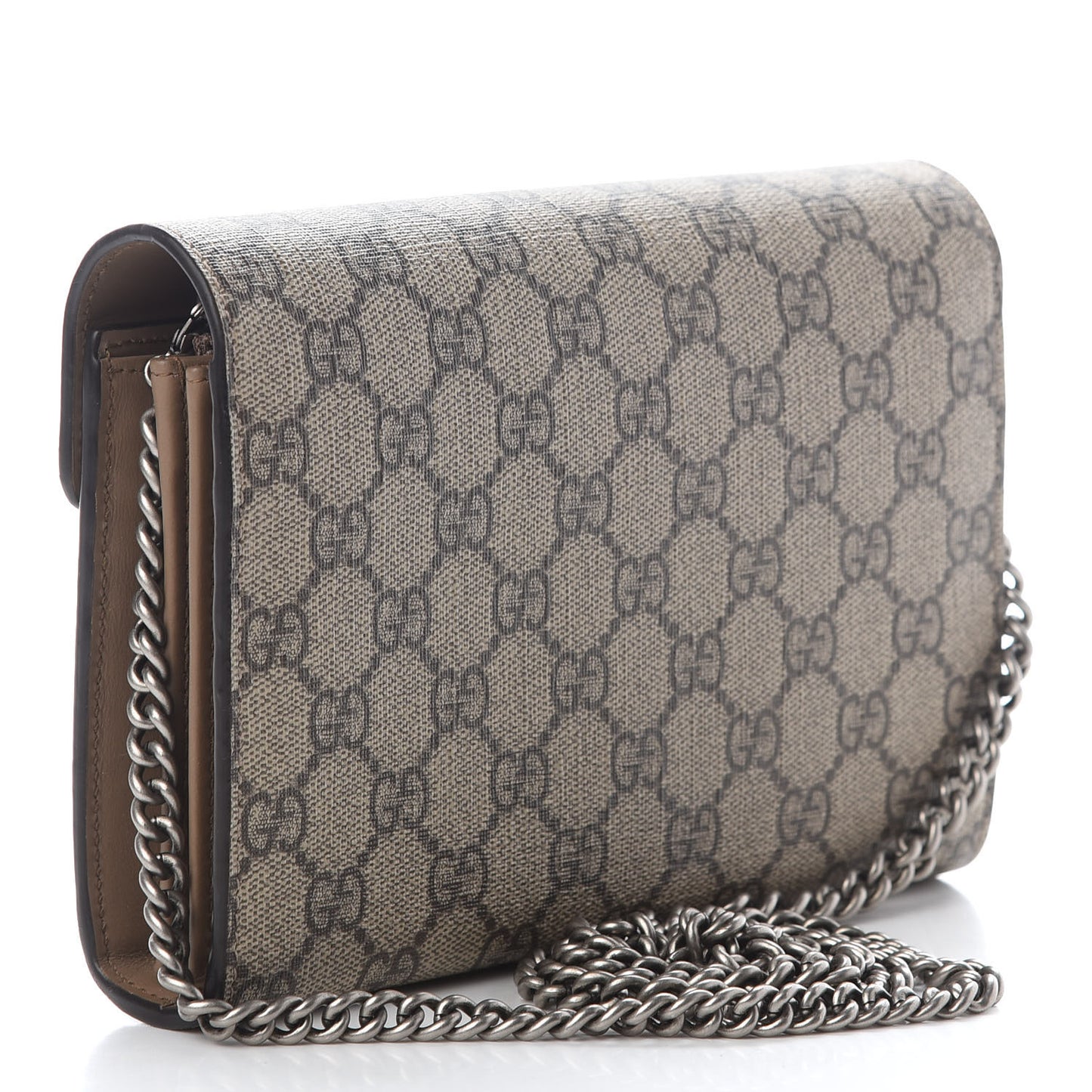 GG Supreme Monogram Mini Dionysus Chain Wallet Beige Taupe