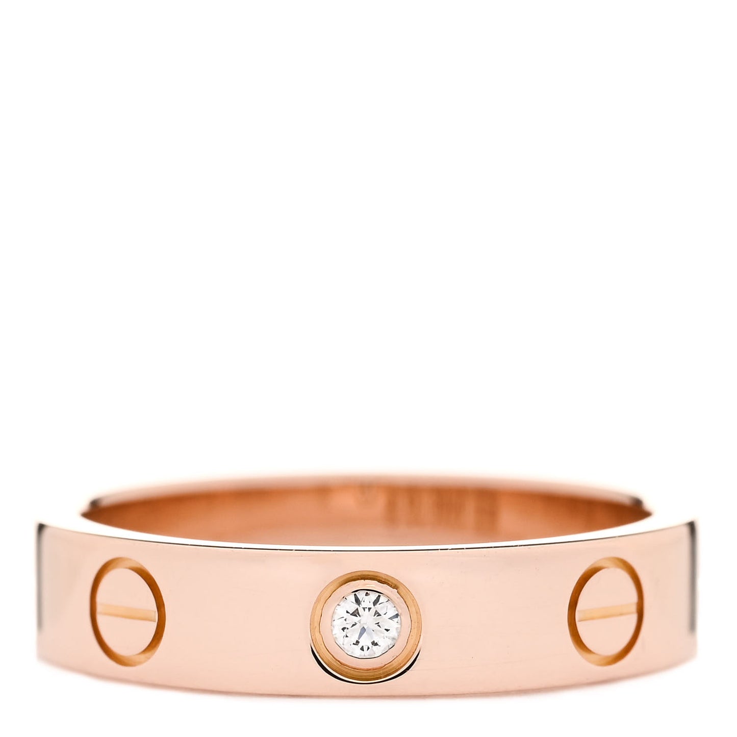 18K Pink Gold Diamond 4mm LOVE Wedding Band Ring 48 4.5