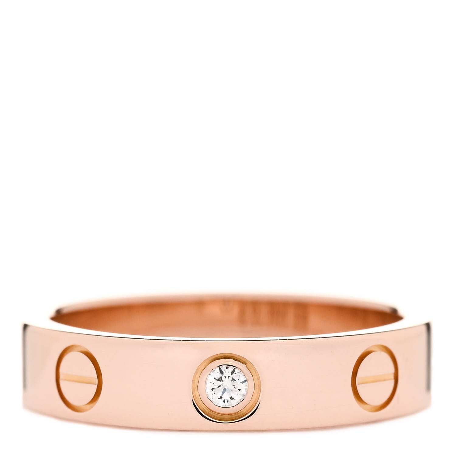 Cartier 18K Pink Gold Diamond 4mm LOVE Wedding Band Ring 48 4.5 1 of 4