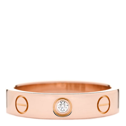 Cartier 18K Pink Gold Diamond 4mm LOVE Wedding Band Ring 48 4.5 1 of 4