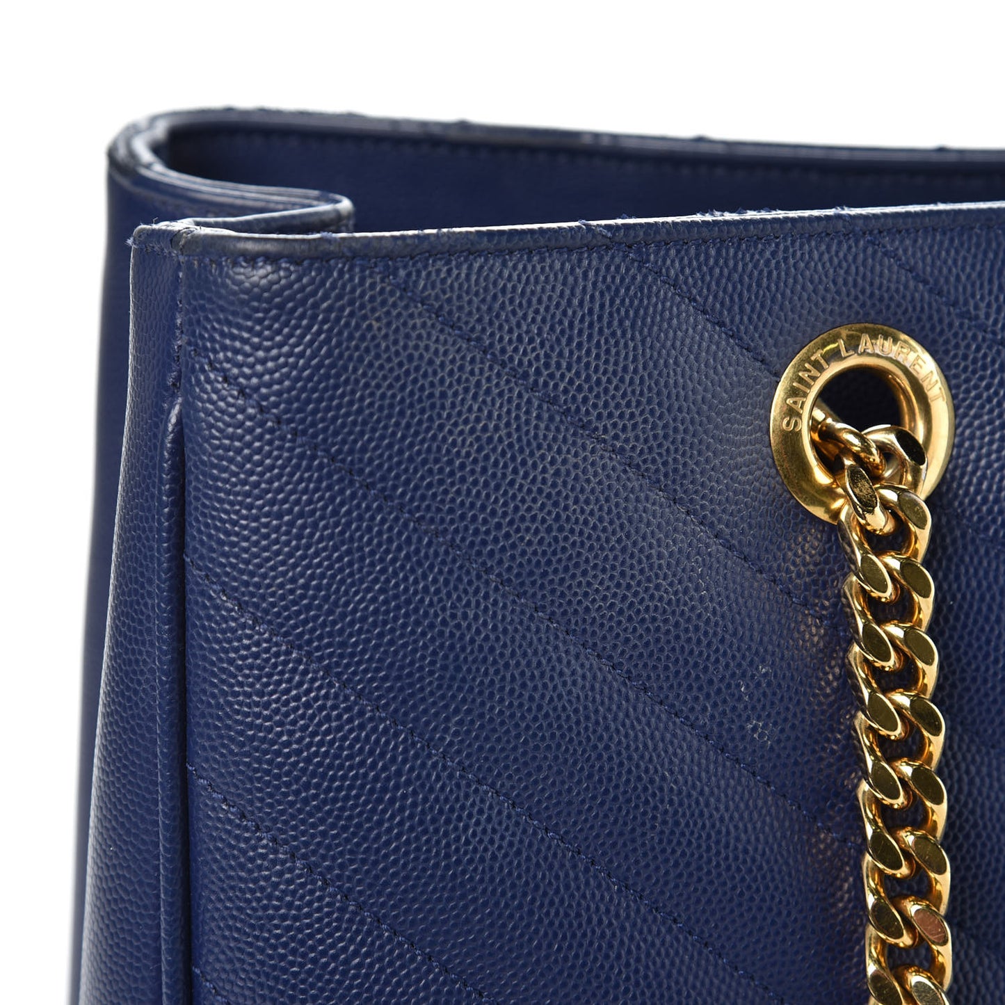 Grain De Poudre Matelasse Chevron Monogram Shopping Bag Deep Marine