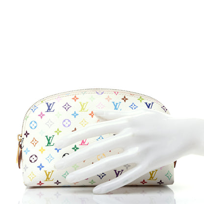 Louis Vuitton Monogram Multicolor Cosmetic Pouch White Litchi 2 of 8