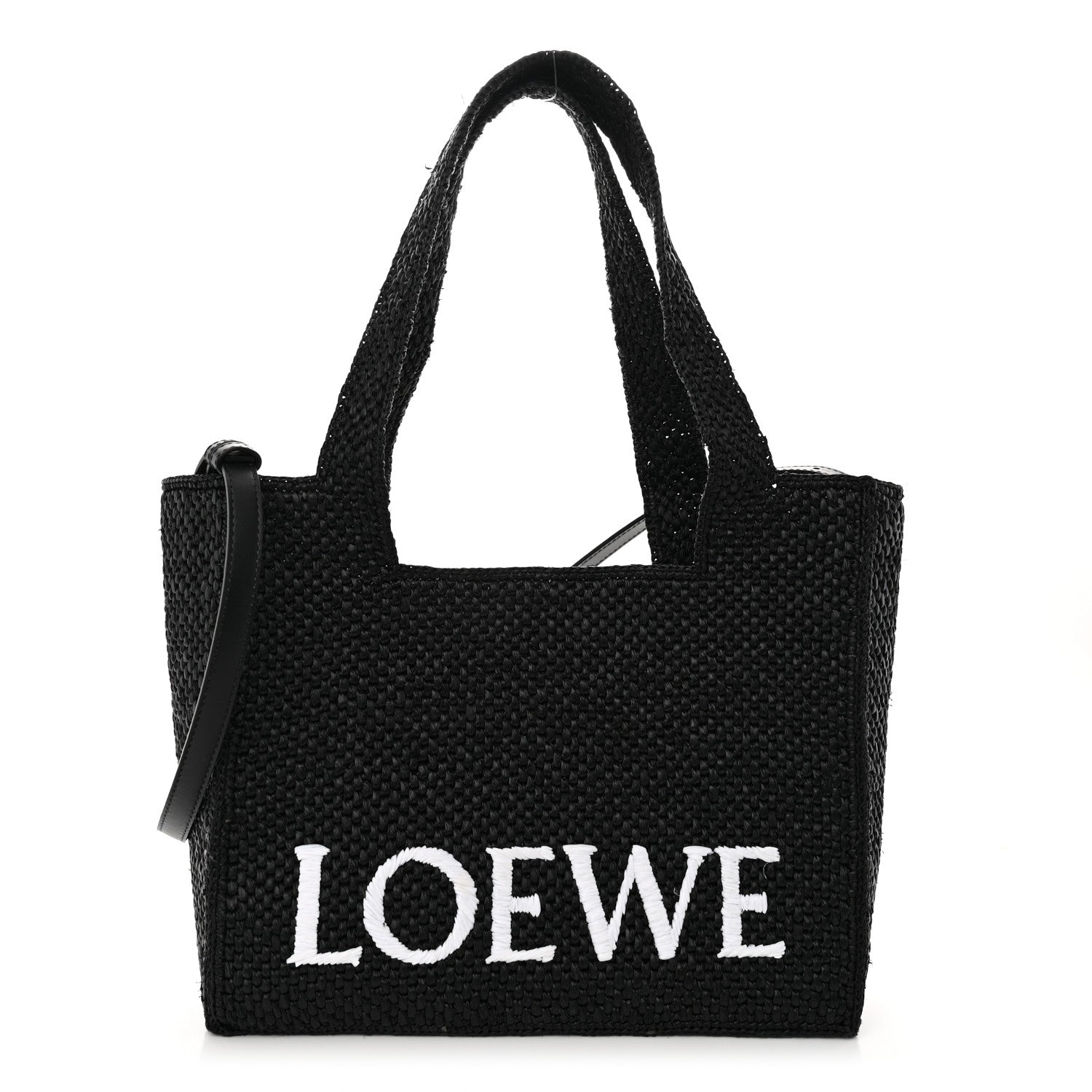 Loewe Raffia Medium Paula's Ibiza Logo Tote Black White 1 of 10