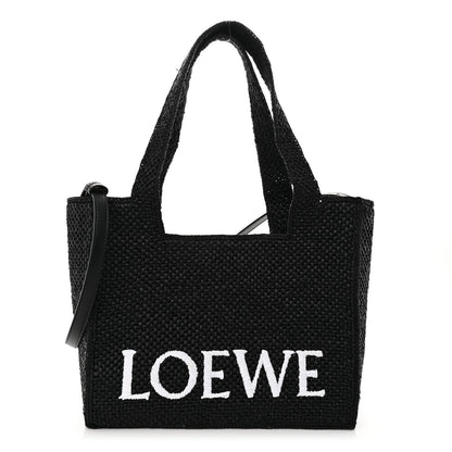 Loewe Raffia Medium Paula's Ibiza Logo Tote Black White 1 of 10