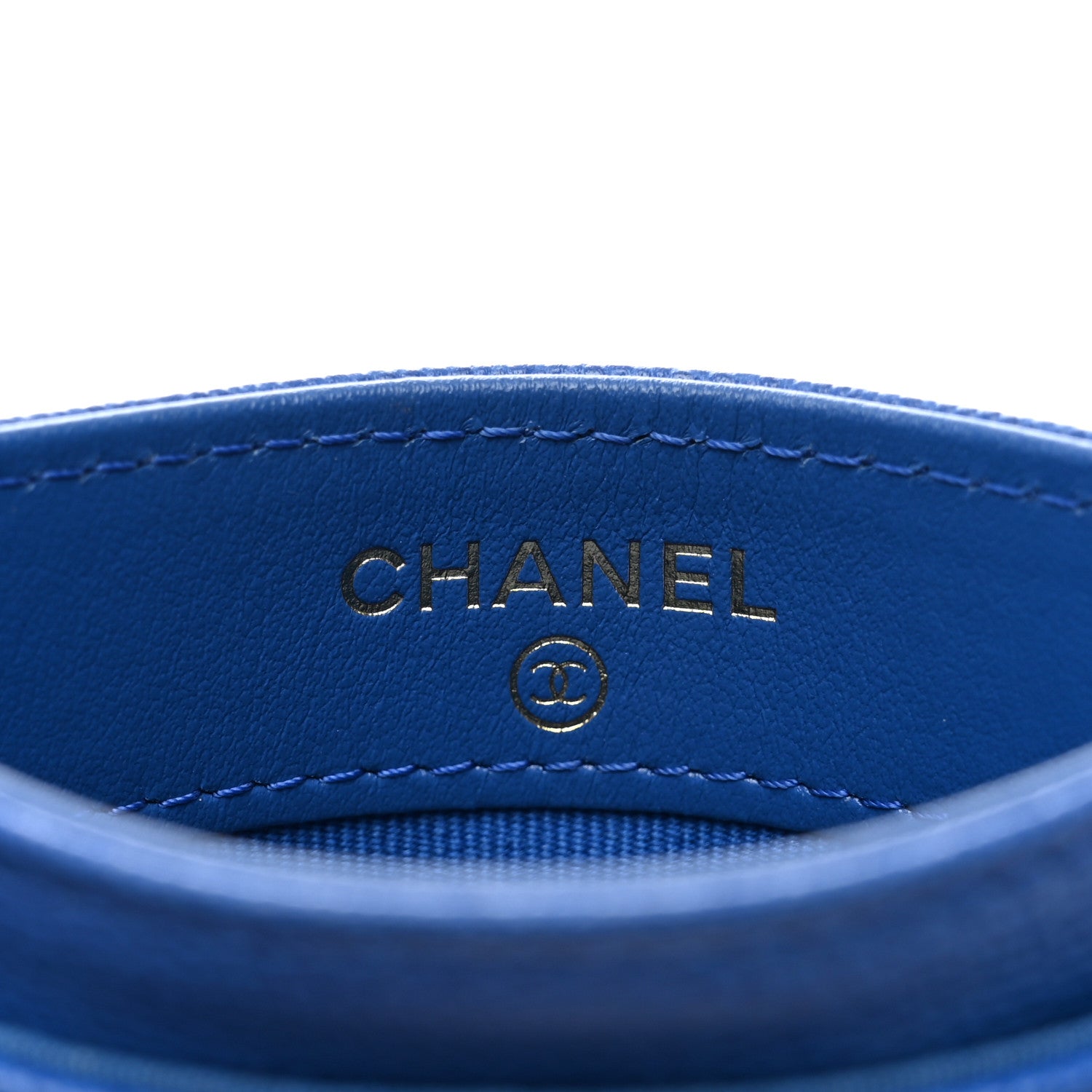 Chanel Caviar Quilted Studded CC Card Holder Blue 6 of 9