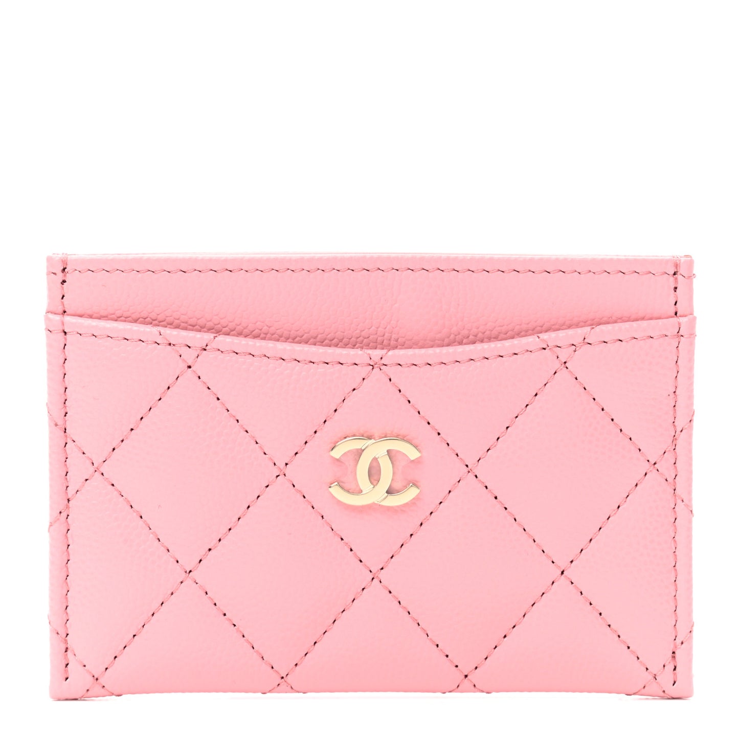Caviar Quilted Card Holder Pink