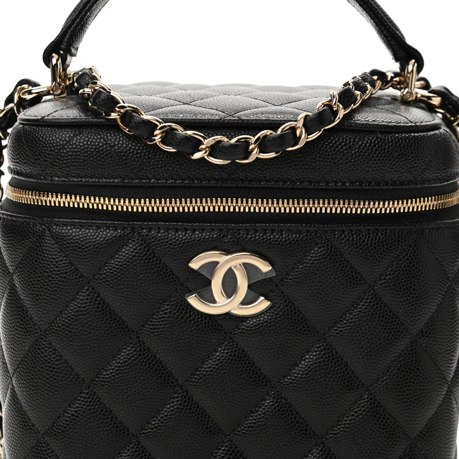Chanel Caviar Quilted Small Top Handle Vanity Case With Chain Black 7 of 10