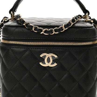 Chanel Caviar Quilted Small Top Handle Vanity Case With Chain Black 7 of 10
