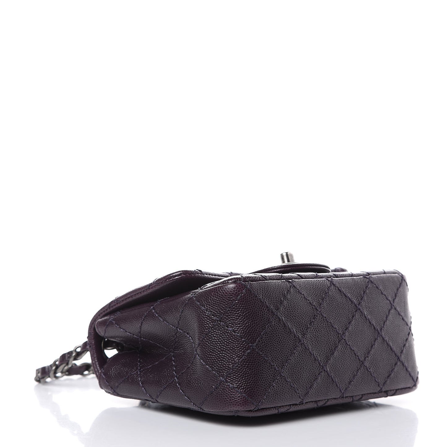 Washed Caviar Quilted Mini Square Flap Dark Purple