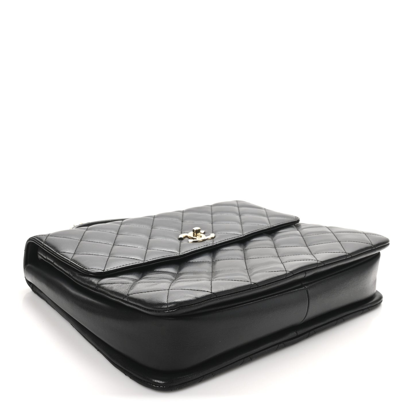 Lambskin Quilted Large Trendy CC Dual Handle Flap Bag Black