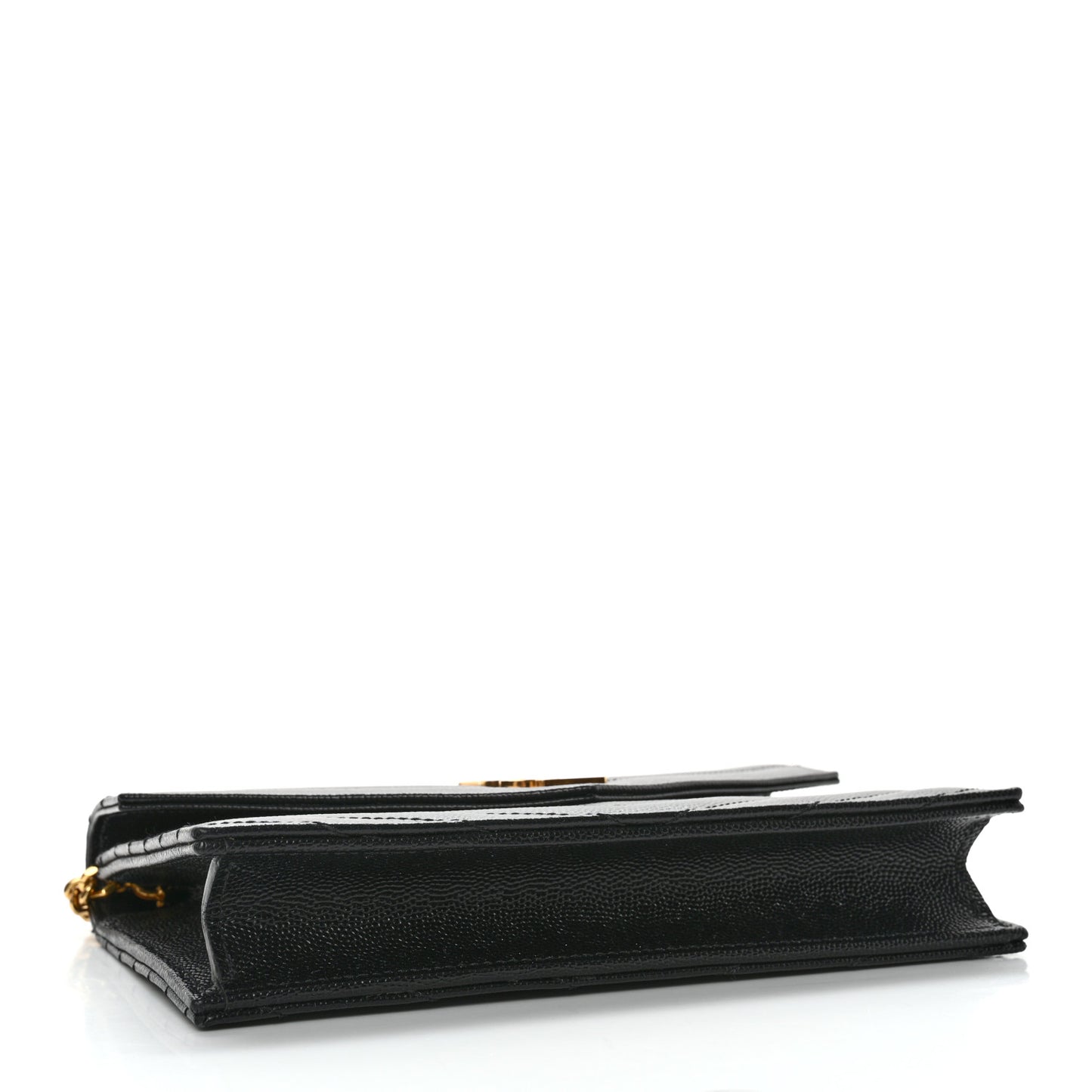 Grain De Poudre Matelasse Chevron Monogram Envelope Chain Wallet Black