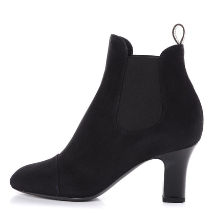 Louis Vuitton Suede Monogram Uniformes Cap Toe Chelsea 75mm Ankle Boots 36.5 Black 1 of 8