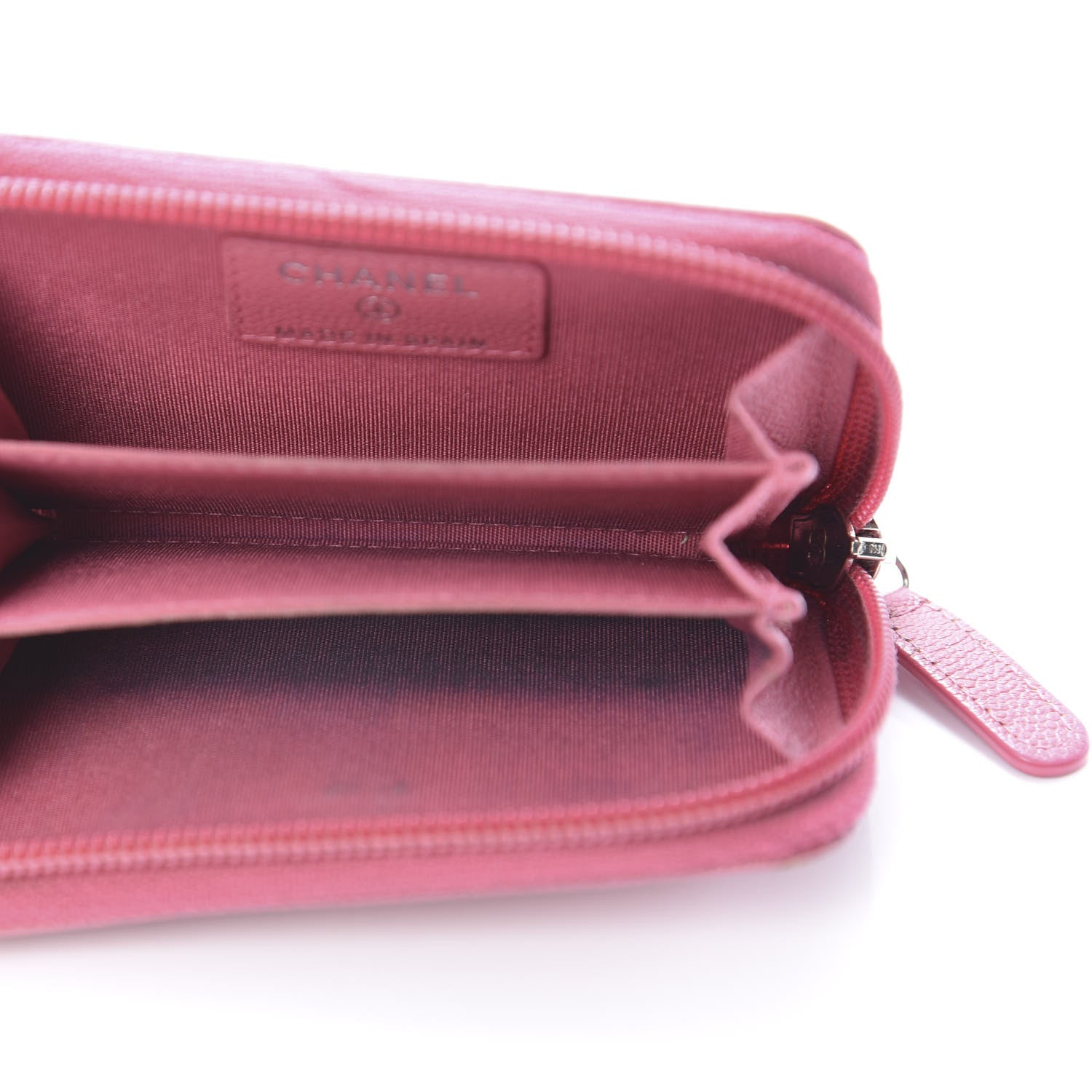 Chanel Caviar Button Zip Coin Purse Pink 5 of 16