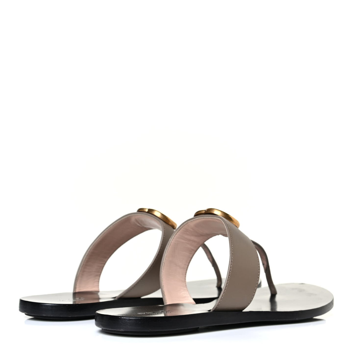 Calfskin GG Marmont Thong Sandals 38 Taupe