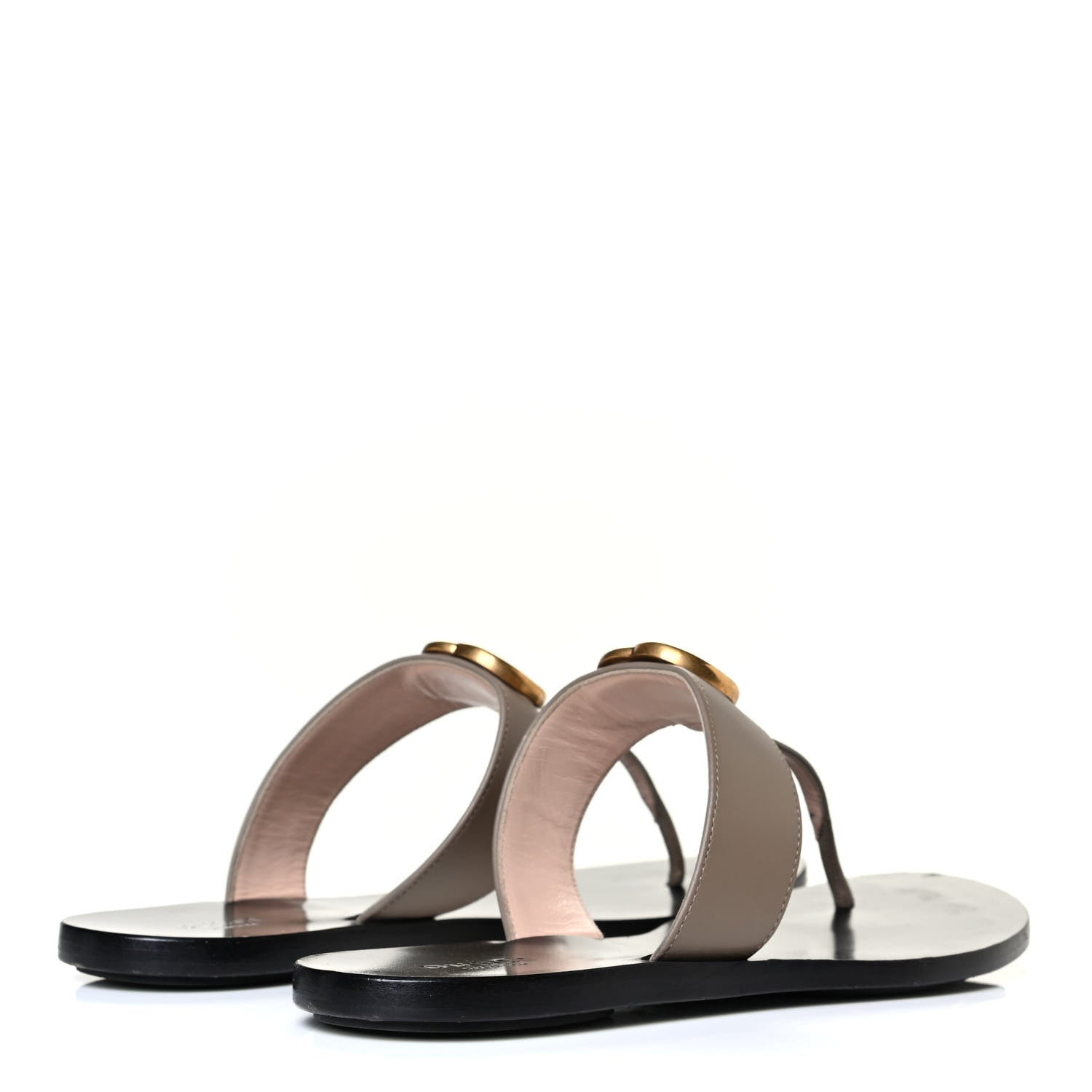 Gucci Calfskin GG Marmont Thong Sandals 38 Taupe 3 of 9