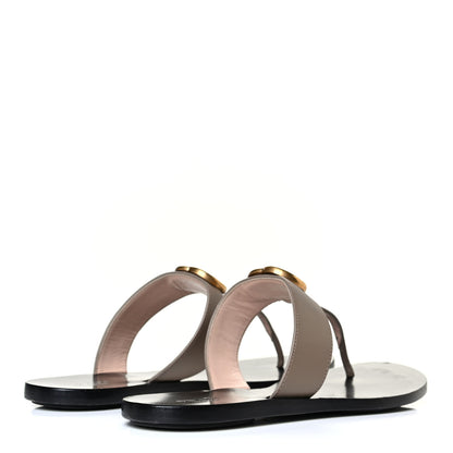 Gucci Calfskin GG Marmont Thong Sandals 38 Taupe 3 of 9