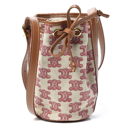 Celine Canvas Calfskin Triomphe Embroidered Bucket Bag Fox Red 1 of 9