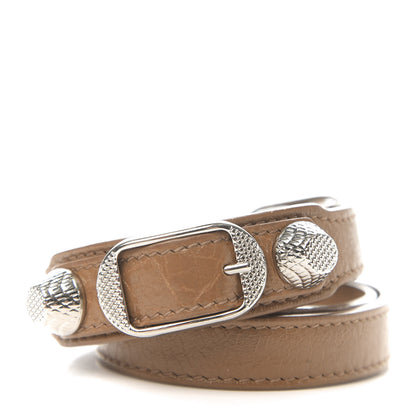 Balenciaga Agneau Giant Silver Hardware Triple Tour M Bracelet Marron Cannelle 3 of 8