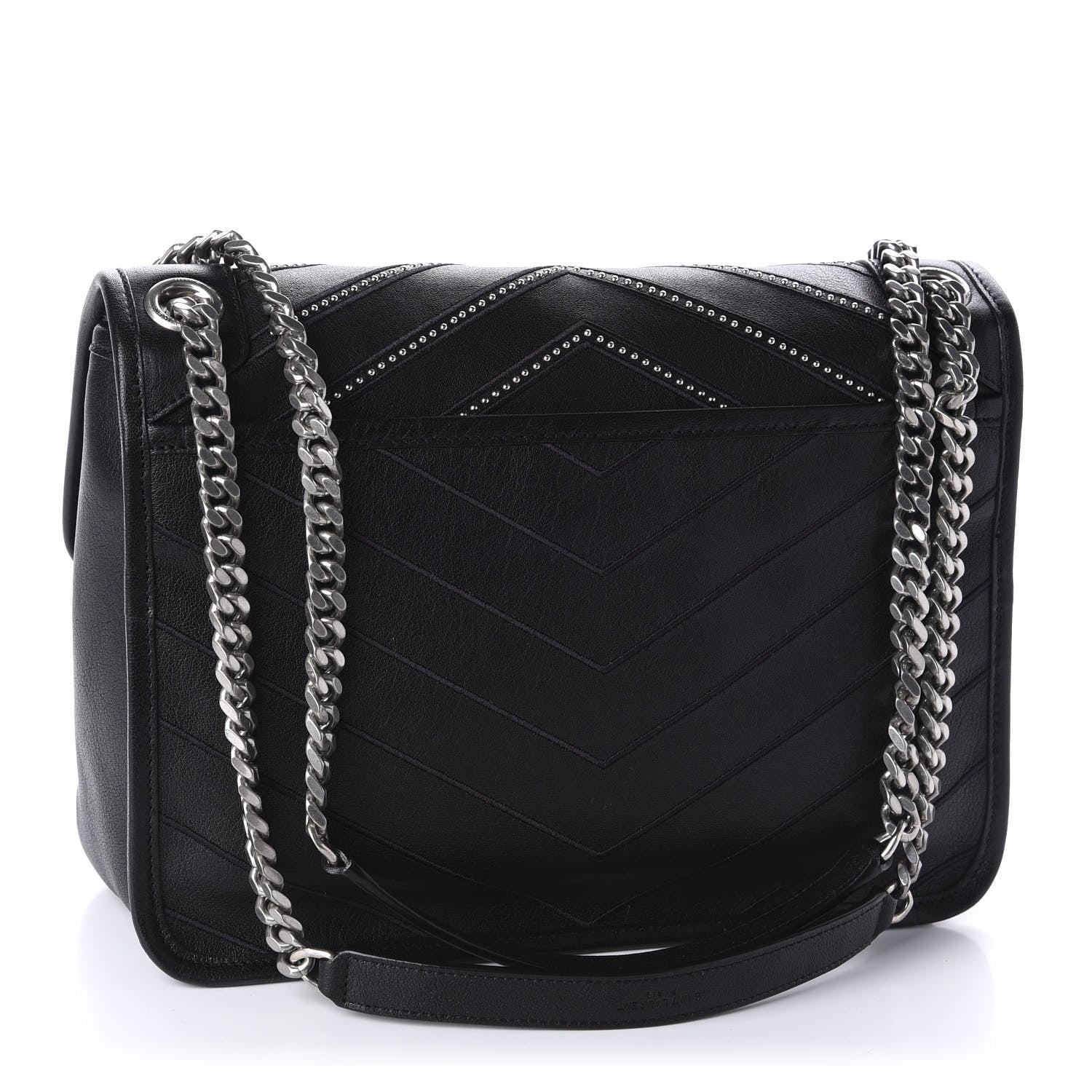 Saint Laurent Lambskin Matelasse Monogram Microstud Medium Niki Chain Satchel Black 3 of 11