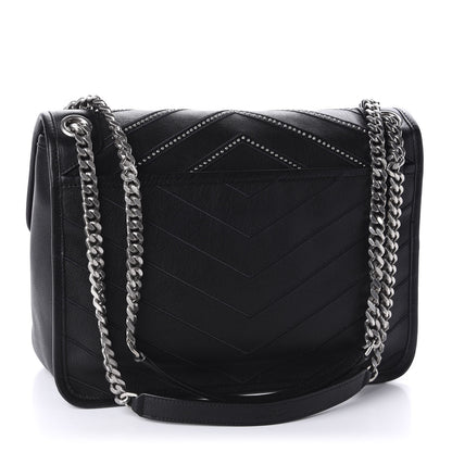Saint Laurent Lambskin Matelasse Monogram Microstud Medium Niki Chain Satchel Black 3 of 11