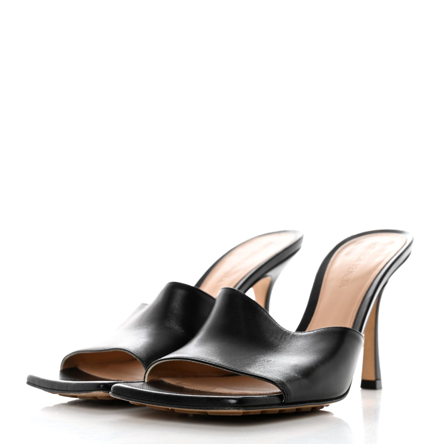 Lambskin Stretch Mule Sandals 37.5 Black