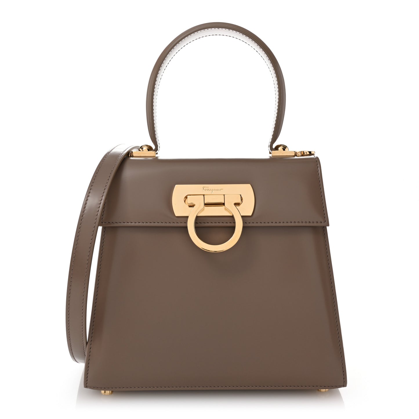 Brushed Off Calfskin Small Iconic Top Handle Bag Grey